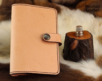 Natural leather cover A6, undyed, for notebooks and sketchbooks, snap fastener, without contents