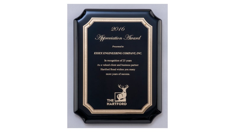High Gloss Black Stained Plaque with Gold Florentine Border Plate with Optional Custom Engraving Engraved Plaque Award Recognition Award