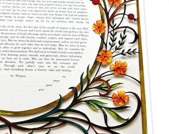 Papierschnitt Blumen Jüdische Hochzeit Ketubah
