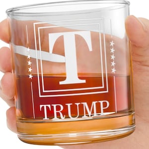 Donald Trump Presidential Laser Engraved Whiskey Glass 10oz, Conservative Gift, Trump For Presidency Whisky Glass, Political Gift, MAGA