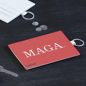 トランプMAGAレザーカードホルダー（ホワイト）、Make America Great Againウォレット、トランプ・ラリー・カードホルダー、トランプ・ウォレット（政治）
