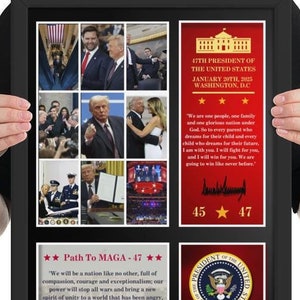 Trump Inauguration Golden Age Mosaic Photo Frame, Trump Poster, America&#39;s 45th and 47th President Frame, MAGA Gift, Trump 45 47 Gift