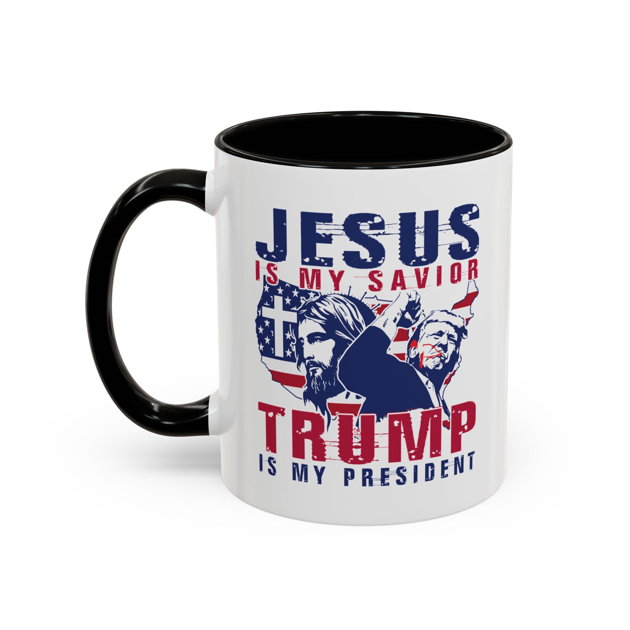 愛国的なキリスト教マグカップ：イエス＆トランプ、カラフルな