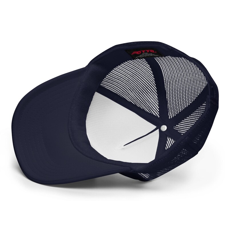 Unisex Navy Trump Foam Trucker MAGA Hat, MAGA Rally Hat, Trump Inauguration Adjustable Hat, White Text MAGA Cap