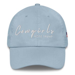 Unisex Cowgirls Vote Trump White Hat, MAGA 45-47 Hat, Trump Conservative Hat, Trump Rally Cap, Trump Inauguration Hat