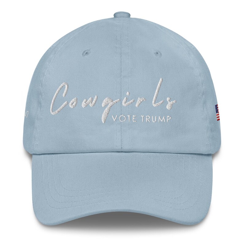 Unisex Cowgirls Vote Trump White Hat, MAGA 45-47 Hat, Trump Conservative Hat, Trump Rally Cap, Trump Inauguration Hat