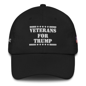 Veterans For Trump Cap: Embroidered USA Flag, Adjustable Cotton Twill
