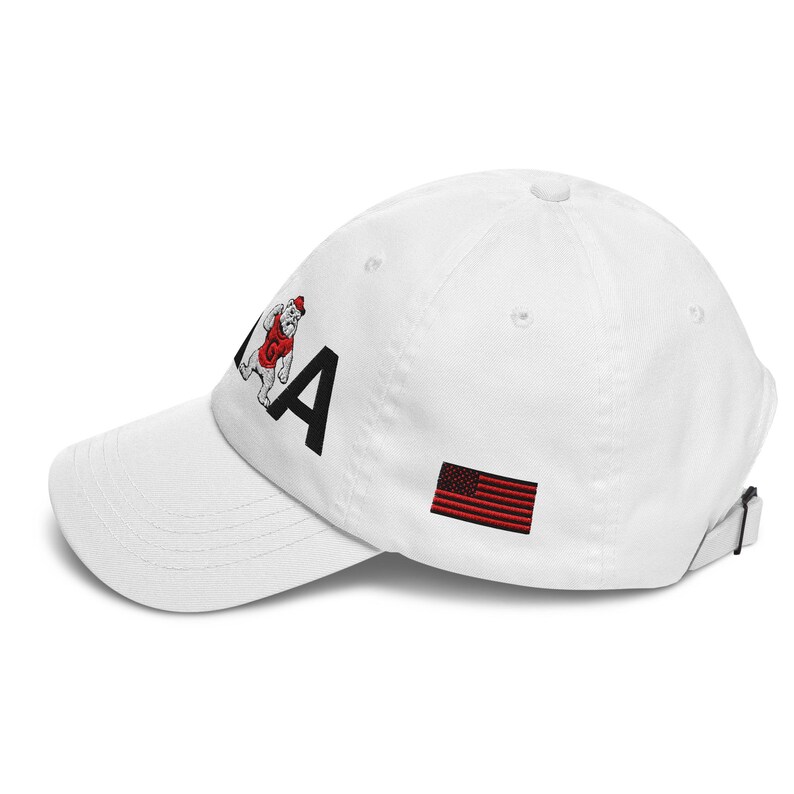 Unisex MAGA Georgia White Hat, MAGA Bulldogs Black G Cap, Trump Georgia Hat, Red Black Flag, Black Red Dawgs, Georgia Black Text
