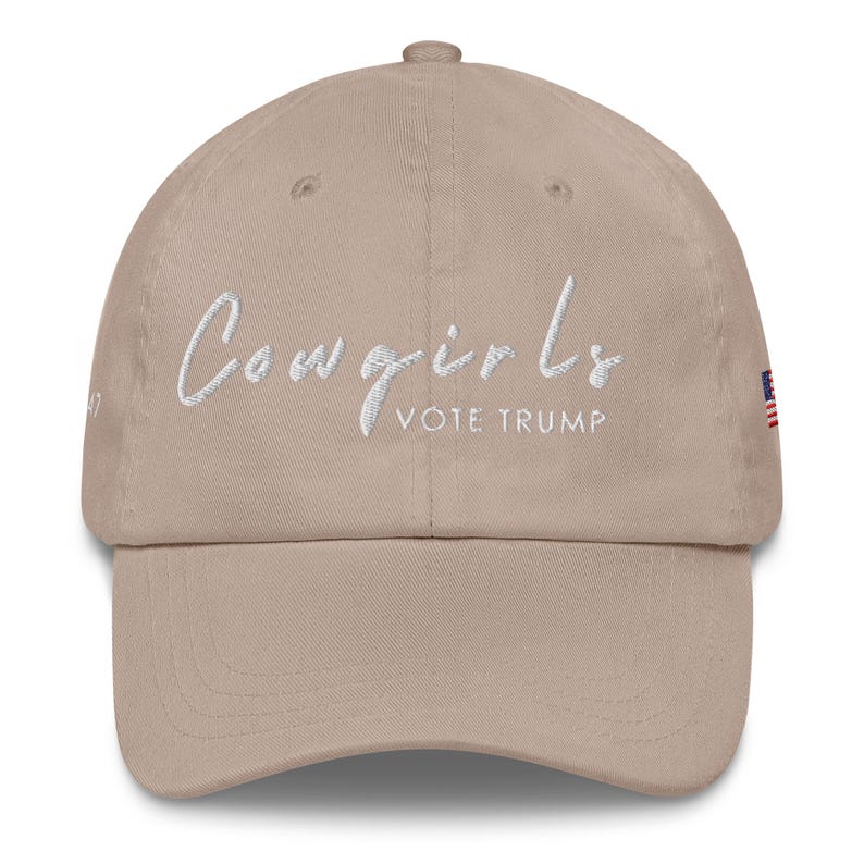 Unisex Cowgirls Vote Trump White Hat, MAGA 45-47 Hat, Trump Conservative Hat, Trump Rally Cap, Trump Inauguration Hat