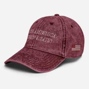 Unisex Donald Trump Vintage Maroon MAGA Hat, MAGA Rally Hat, Trump Inauguration Adjustable Hat, Maroon Text Trump MAGA Cap