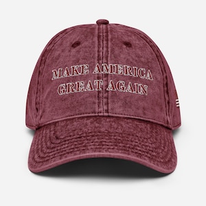 Unisex Donald Trump Vintage Maroon MAGA Hat, MAGA Rally Hat, Trump Inauguration Adjustable Hat, Maroon Text Trump MAGA Cap