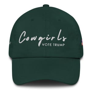 Unisex Cowgirls Vote Trump White Hat, MAGA 45-47 Hat, Trump Conservative Hat, Trump Rally Cap, Trump Inauguration Hat