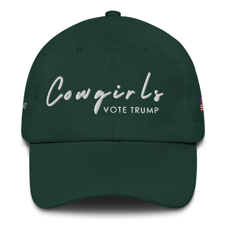 Unisex Cowgirls Vote Trump White Hat, MAGA 45-47 Hat, Trump Conservative Hat, Trump Rally Cap, Trump Inauguration Hat