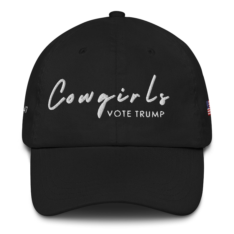 Unisex Cowgirls Vote Trump White Hat, MAGA 45-47 Hat, Trump Conservative Hat, Trump Rally Cap, Trump Inauguration Hat