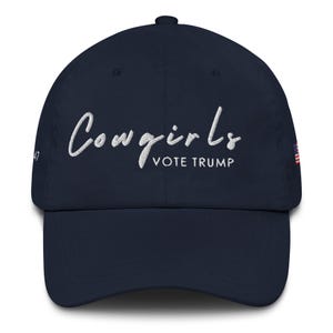Unisex Cowgirls Vote Trump White Hat, MAGA 45-47 Hat, Trump Conservative Hat, Trump Rally Cap, Trump Inauguration Hat