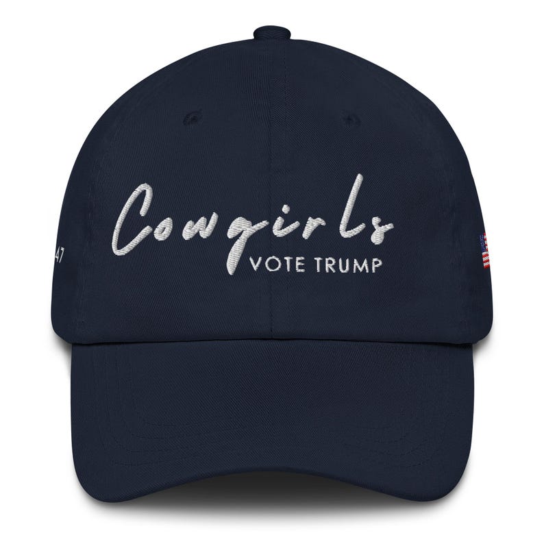 Unisex Cowgirls Vote Trump White Hat, MAGA 45-47 Hat, Trump Conservative Hat, Trump Rally Cap, Trump Inauguration Hat