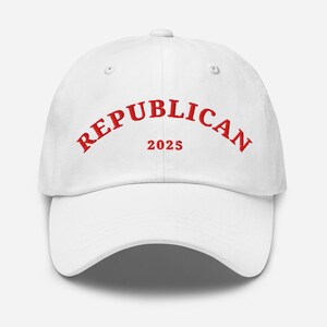 Unisex Donald Trump Republican Hat, MAGA Rally Hat, Trump Inauguration Adjustable Hat, Red Text Trump 45 47 Cap