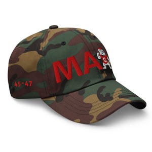 Unisex MAGA Georgia Camo Hat, MAGA Bulldogs Cap, Trump Georgia Adjustable Hat, Red Black Flag, Red Black Dawgs, MAGA Georgia Red Text Cap
