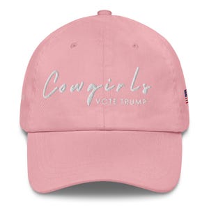 Unisex Cowgirls Vote Trump White Hat, MAGA 45-47 Hat, Trump Conservative Hat, Trump Rally Cap, Trump Inauguration Hat