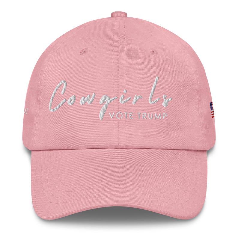 Unisex Cowgirls Vote Trump White Hat, MAGA 45-47 Hat, Trump Conservative Hat, Trump Rally Cap, Trump Inauguration Hat