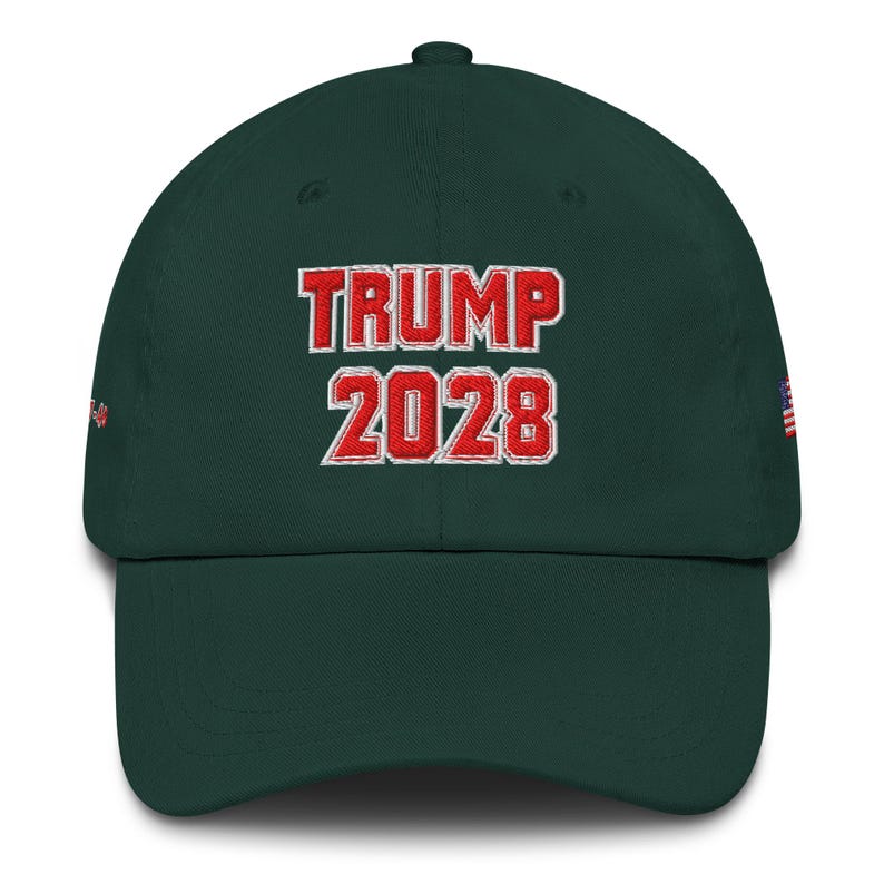 Unisex Retro Trump 2028 USA Flag Hat, Trump 3rd Term Cap, MAGA Trucker Cap, USA Gift, Political Support Hat, Support Trump Cap