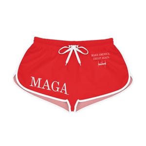 Witte MAGA-strandshorts voor dames, witte MAGA, MAGA-ondergoed, Trump 45 47 President Trunks, MAGA cadeau voor haar, Trump-short