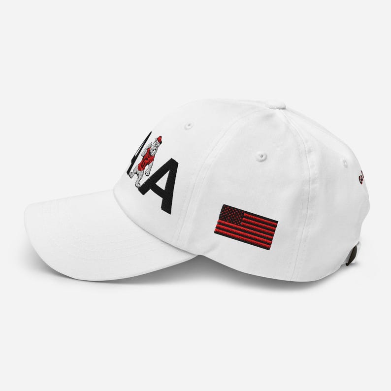 Unisex MAGA Georgia White Hat, MAGA Bulldogs Black G Cap, Trump Georgia Hat, Red Black Flag, Black Red Dawgs, Georgia Black Text