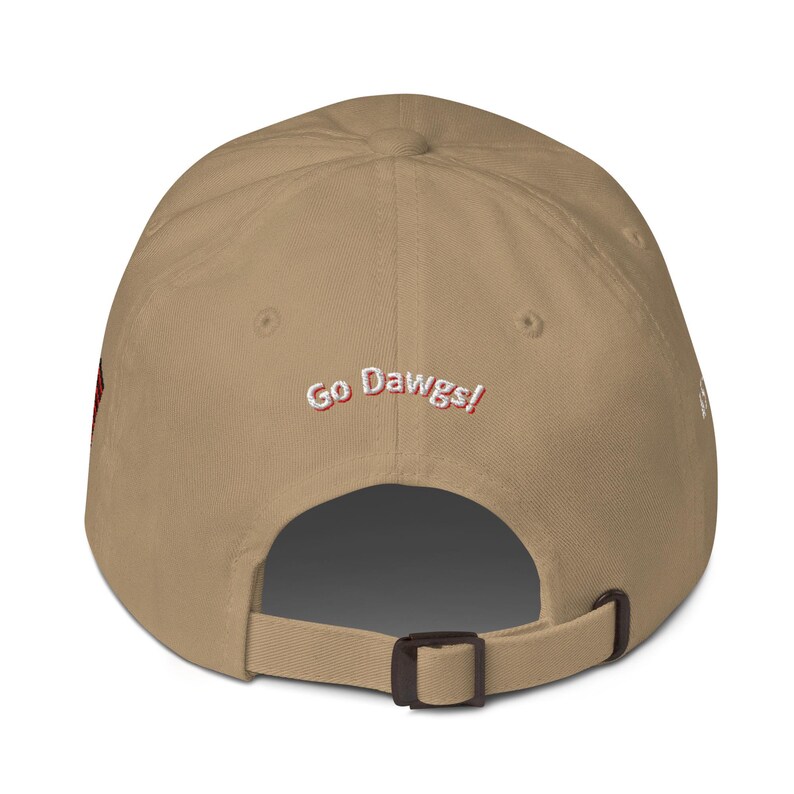Unisex MAGA Georgia Khaki Hat, MAGA Bulldogs Cap, Trump Georgia Adjustable Hat, Red Black Flag, White Red Dawgs, MAGA Georgia White Text Cap