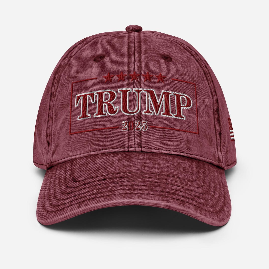 TRADEWINDS Donald Trump Signature Embroidered Red Cap – 100% Cotton – MAGA Crest