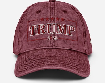 Vintage Maroon Trump 2025 Hat: Embroidered MAGA Cap