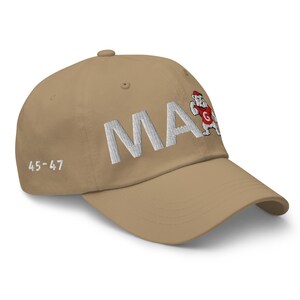 Unisex MAGA Georgia Khaki Hat, MAGA Bulldogs Cap, Trump Georgia Adjustable Hat, Red Black Flag, White Red Dawgs, MAGA Georgia White Text Cap