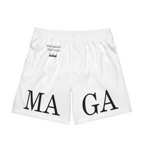 Trump Black MAGA Men's Classic White Beach Shorts, MAGA Underwear, Trump 45 47 President Trunks, MAGA Gift For Him, Trump Shorts