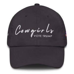 Unisex Cowgirls Vote Trump White Hat, MAGA 45-47 Hat, Trump Conservative Hat, Trump Rally Cap, Trump Inauguration Hat