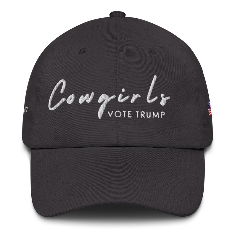 Unisex Cowgirls Vote Trump White Hat, MAGA 45-47 Hat, Trump Conservative Hat, Trump Rally Cap, Trump Inauguration Hat