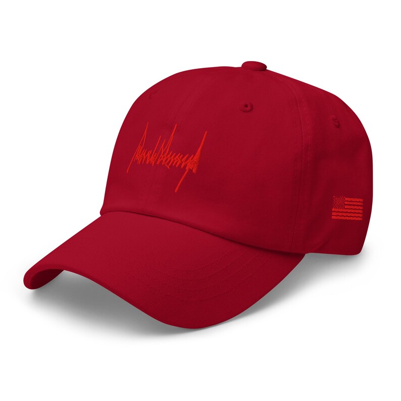 Red Trump Signature Hat, Trump 45 47 Hat, MAGA Republican Gift for Her, Trump Rally Cap, Trump Inauguration Hat