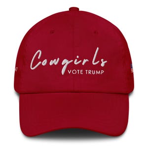 Unisex Cowgirls Vote Trump White Hat, MAGA 45-47 Hat, Trump Conservative Hat, Trump Rally Cap, Trump Inauguration Hat