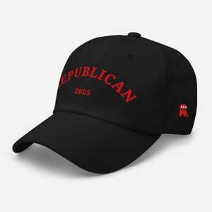 Unisex Donald Trump Republican Hat, MAGA Rally Hat, Trump Inauguration Adjustable Hat, Red Text Trump 45 47 Cap