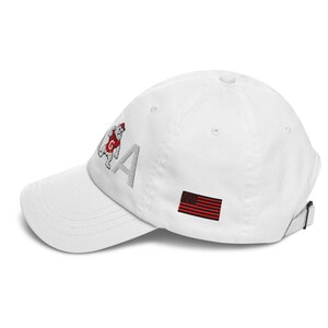 Unisex MAGA Georgia White Hat, MAGA Bulldogs Cap, Trump Georgia Adjustable Hat, Red Black Flag, White Red Dawgs, MAGA Georgia White Text Cap