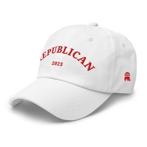 Unisex Donald Trump Republican Hat, MAGA Rally Hat, Trump Inauguration Adjustable Hat, Red Text Trump 45 47 Cap