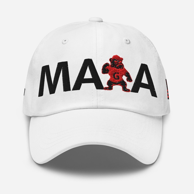 Unisex MAGA Georgia Hat, MAGA Bulldogs Cap, Trump Georgia Adjustable Hat, Trump 45 47 Hat, Red Black Flag, MAGA Georgia Black Text Cap