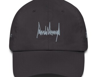 Grey Trump Signature Hat: MAGA USA Cotton Twill Cap
