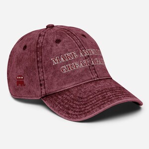 Unisex Donald Trump Vintage Maroon MAGA Hat, MAGA Rally Hat, Trump Inauguration Adjustable Hat, Maroon Text Trump MAGA Cap