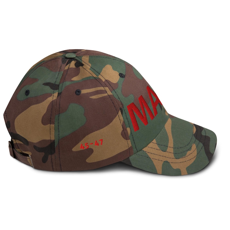 Unisex MAGA Georgia Camo Hat, MAGA Bulldogs Cap, Trump Georgia Adjustable Hat, Red Black Flag, Red Black Dawgs, MAGA Georgia Red Text Cap