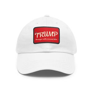 Trump 2025 Hat: Stronger With A Second Shot, MAGA Rally Cap White / Black patch