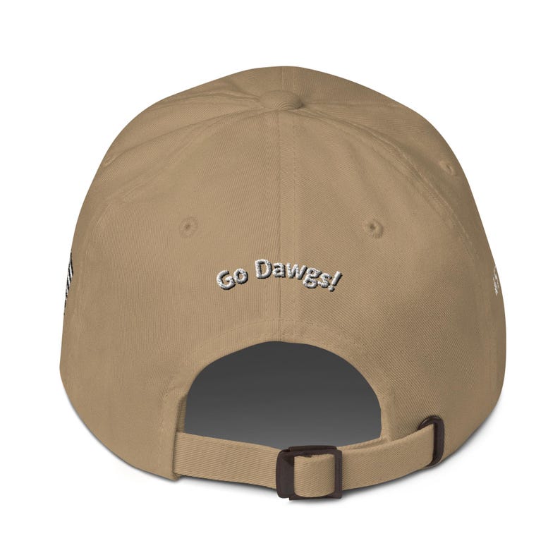 Unisex MAGA Georgia Khaki Hat, MAGA Bulldogs Cap, Trump Georgia Adjustable Hat, White Black Flag, White Black Dawgs, MAGA Georgia White Text