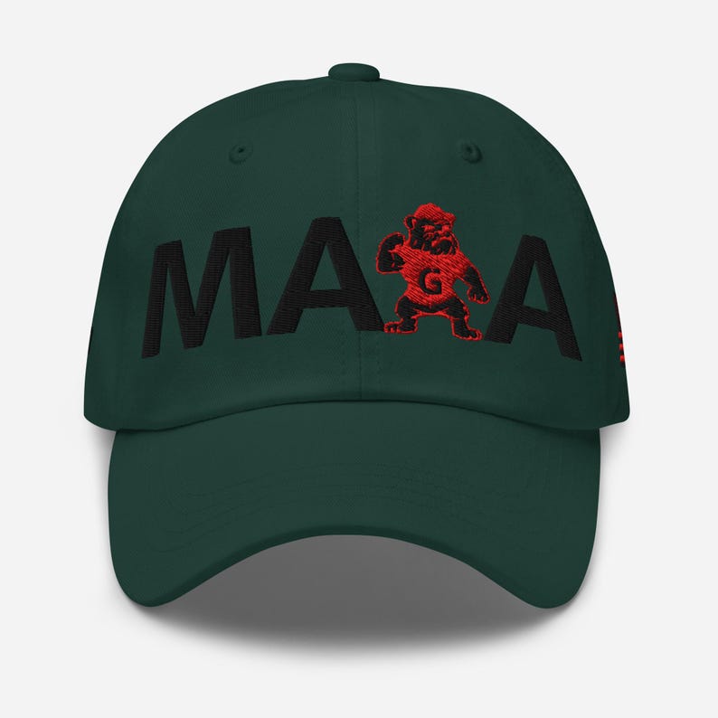 Unisex MAGA Georgia Hat, MAGA Bulldogs Cap, Trump Georgia Adjustable Hat, Trump 45 47 Hat, Red Black Flag, MAGA Georgia Black Text Cap