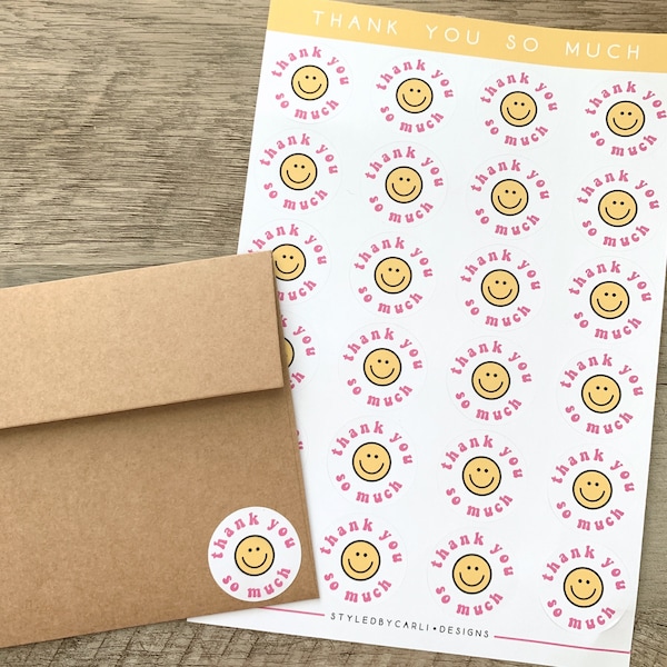 Smiley Stickers, Thank You Stickers, Sticker Sheet, Aesthetic Stickers, Cute Packaging, Happy Mail Stickers, Boho Stickers
