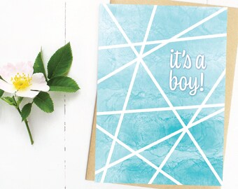It's a Boy, Baby Shower Card, Pregnancy Card, Instant Download, Print at Home, New Baby, Congratulations, New Parents, Gender Reveal