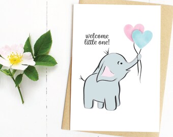 Welcome Little One, Baby Shower Card, Instant Download, Print at Home, New Baby, Congratulations, New Parents, It's a Boy, It's a Girl