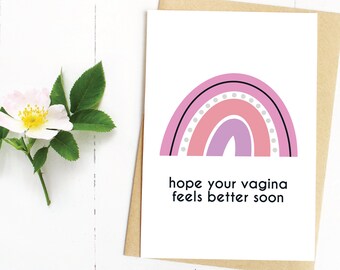 Hope Your Vagina Feels Better Soon, Funny Pregnancy Card, New Baby, Get Well Soon, Baby Shower, Instant Download, Print at Home, Cheeky